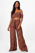 Boohoo Megan Woven Paisley Trouser & Bandeau Co-ord Set