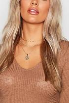 Boohoo Plus Coin Pendent Layered Choker Necklace