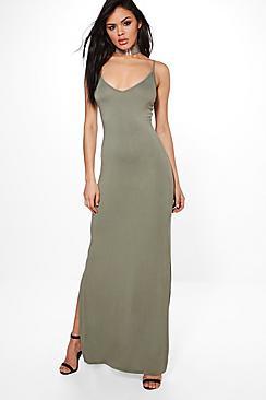 Boohoo Amarta V Neck Strappy Maxi Dress