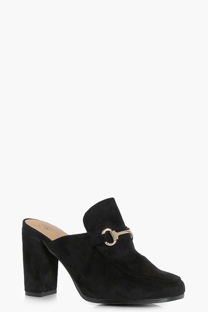 Boohoo Charlotte Metallic Trim Heeled Loafer Black