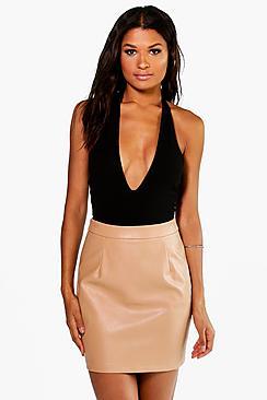 Boohoo Iman A-line Leather Look Mini Skirt
