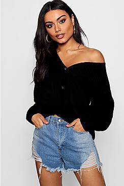 Boohoo Lola Rib Design V-neck Slouchy Cardigan