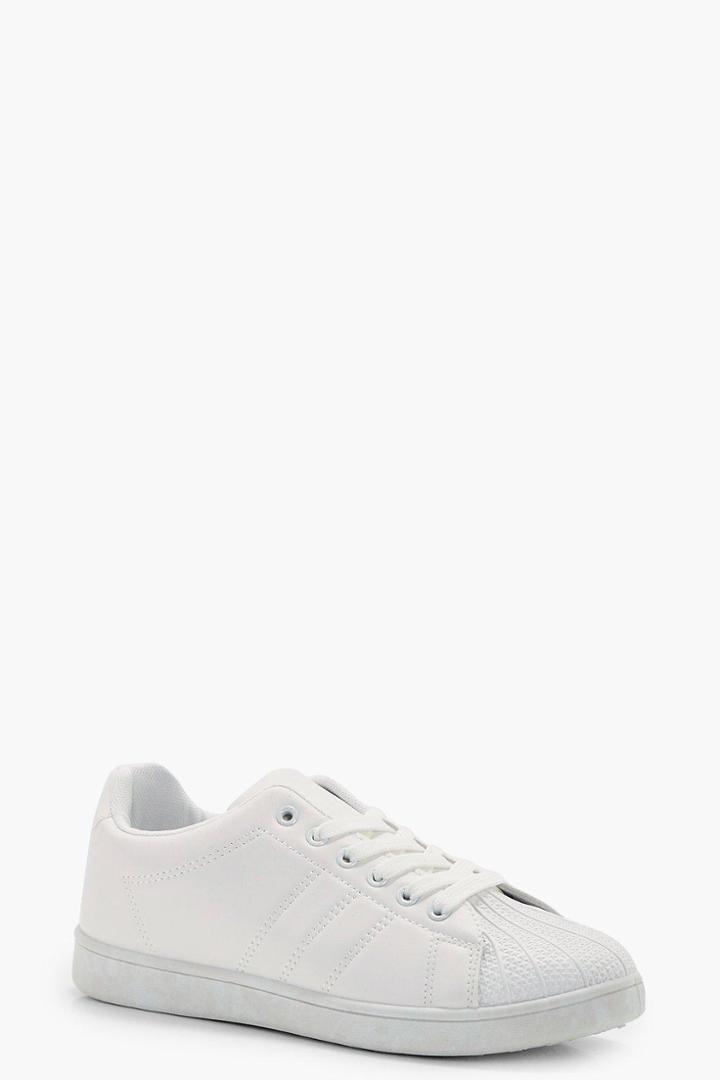 Boohoo Jennifer Lace Up Trainer White