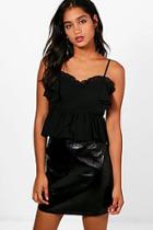 Boohoo Nerys Ruffle Woven Peplum Cami