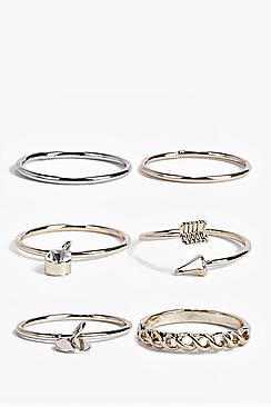 Boohoo Anna Mixed Fine Ring Pack