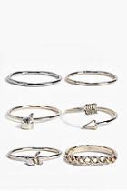 Boohoo Anna Mixed Fine Ring Pack