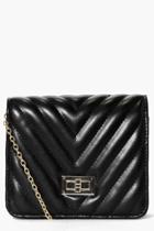 Boohoo Zoe Quilted Chain Strap Cross Body Bag Black