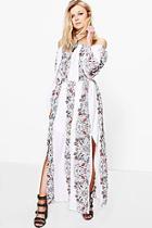 Boohoo Petite Abbi Floral Print Off The Shoulder Maxi Dress