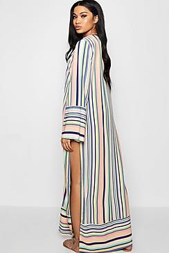 Boohoo Kimmie Stripe Woven Maxi Kimono