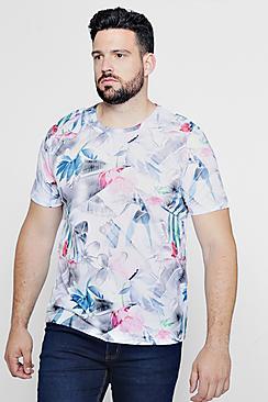 Boohoo Big And Tall Short Sleeve Floral Printed T-shirt