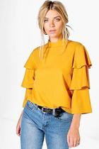 Boohoo Cara Tiered Sleeve High Neck Blouse