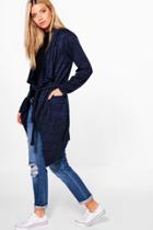 Boohoo Erin Belted Waterfall Cardigan Navy