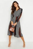 Boohoo Mix Leopard Print Wrap Midi Dress