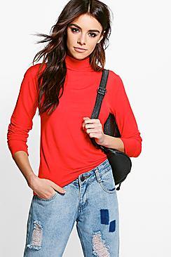 Boohoo Becky Basic Roll Neck Long Sleeve Top