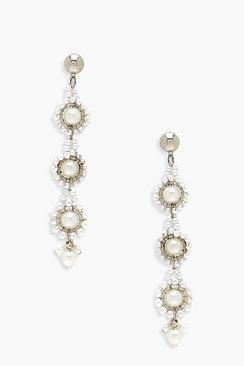 Boohoo Lily Statement Tiered Pearl Earrings