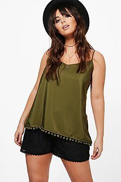 Boohoo Plus Ivy Pom Pom Woven Cami