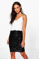 Boohoo Boutique Ellie Sequin Print Skirt 2 In 1 Dress