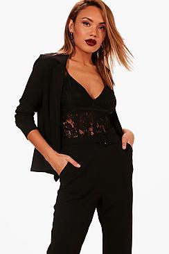Boohoo Rosie Peplum Edge To Edge Blazer