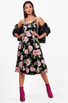 Boohoo Boutique Camilla Knot Front Floral Midi Dress