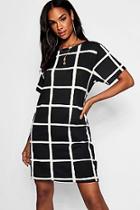 Boohoo Tall Grid Print T-shirt Dress
