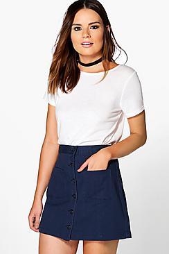 Boohoo Jinty Button Through Denim Skirt