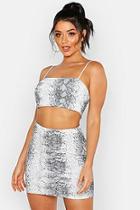 Boohoo Snake Print Strappy Top & Mini Skirt Co-ord