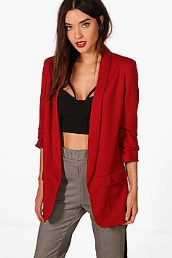 Boohoo Dianna Ruched Sleeve Blazer
