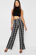 Boohoo O Ring Detail Check Knit Trouser