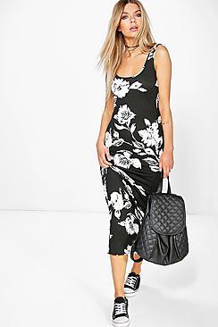 Boohoo Emma Sleeveless Floral Printed Maxi Dress