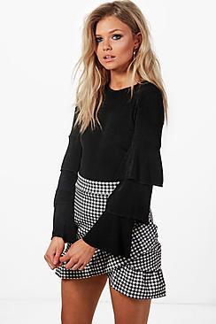 Boohoo Petite Ruffle Sleeve Top