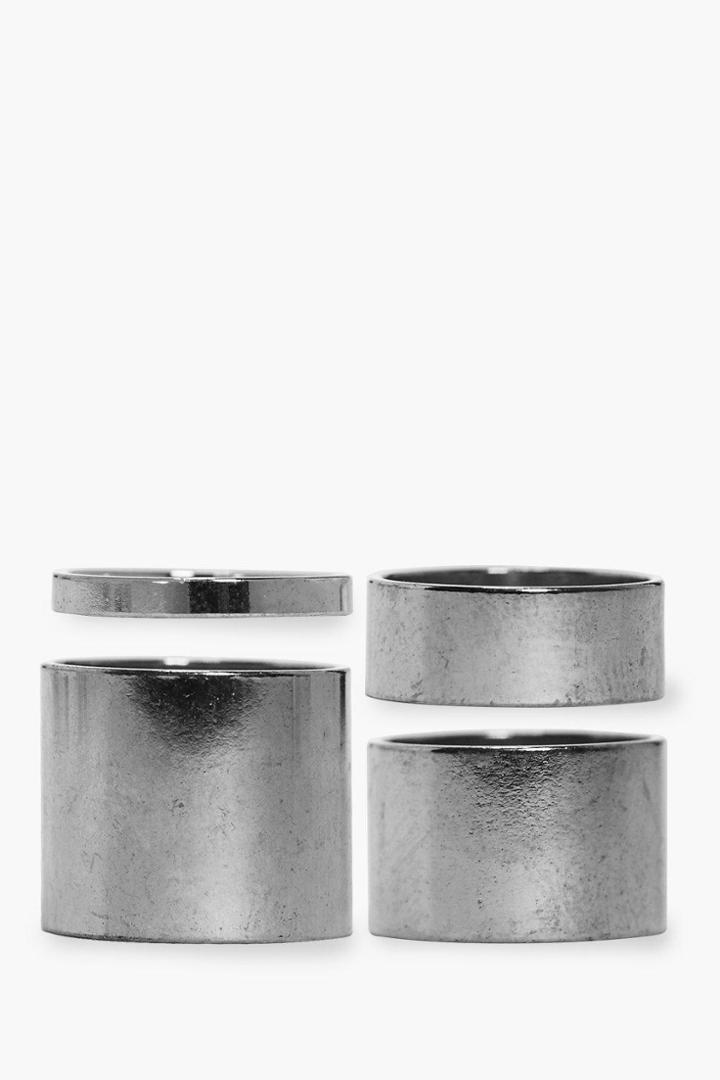 Boohoo Casey Mixed Simple 4 Ring Set Silver