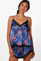 Boohoo Shelley Navy Floral Cami And Short Set