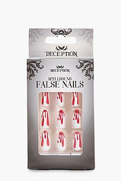 Boohoo Bloodstains 12 Pack Halloween False Nails Kit