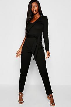 Boohoo Crepe One Shoulder Jumpsuit