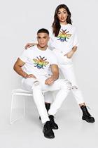 Boohoo Unisex Rainbow Bee Crew Neck T-shirt