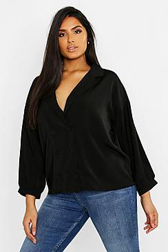 Boohoo Plus Revere Collar Button Shirt