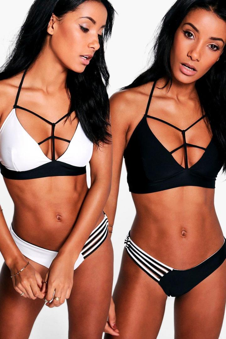 Boohoo Venice Boutique Mono Reversible Strappy Bikini Black