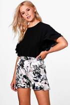 Boohoo Melissa Floral Ruffle Hem Short