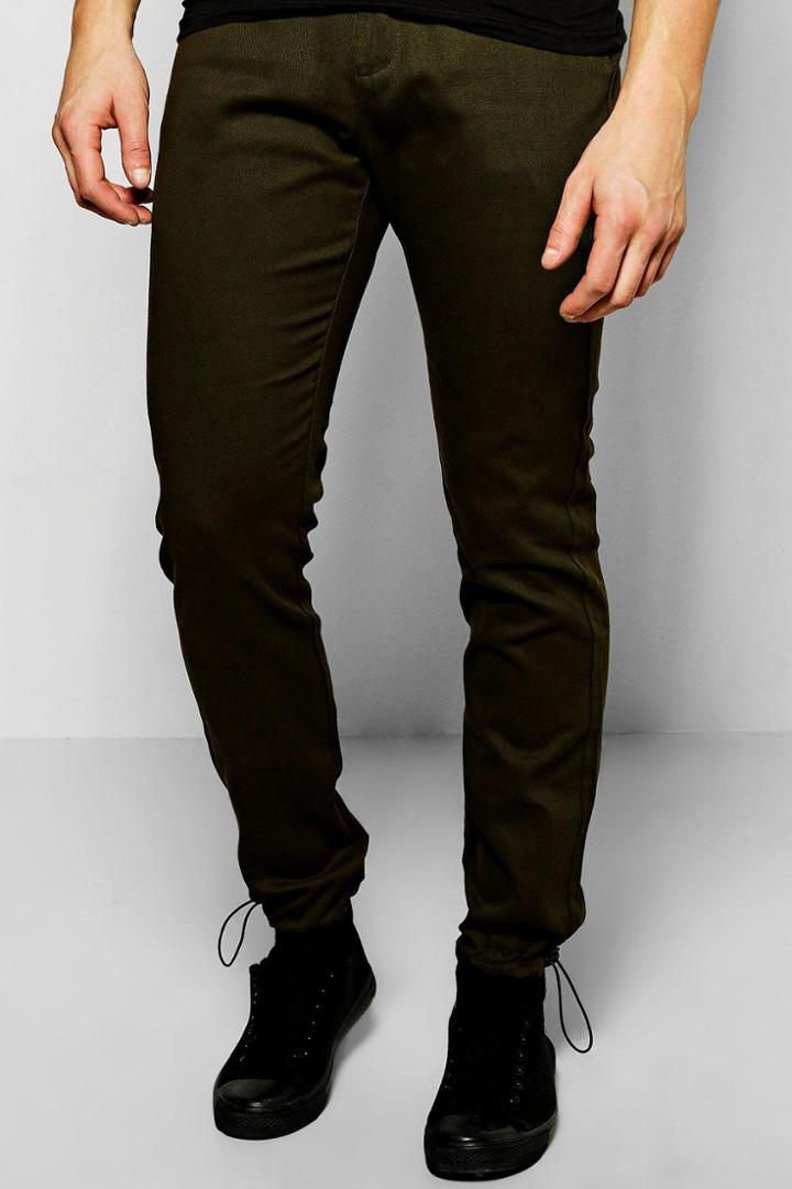 Boohoo Skinny Fit Drawstring Bottoms Khaki