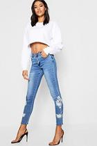 Boohoo High Rise Embroidered Rigid Jeans
