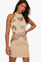 Boohoo Boutique Sequin And Tassel Bodycon Dress