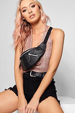 Boohoo Yasmin Pin Stud Zips Bumbag