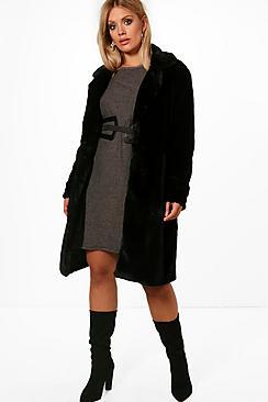 Boohoo Plus Indea Longline Faux Fur Coat