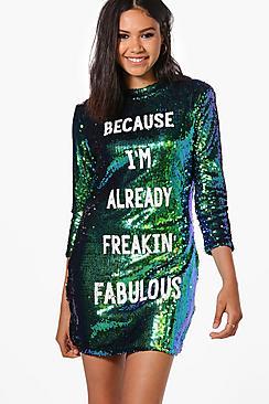 Boohoo Boutique Jay Sequin Slogan Bodycon Dress