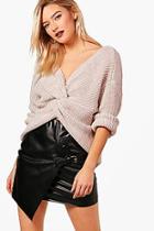 Boohoo Knot Front Knitted Jumper