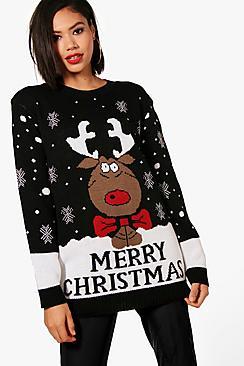 Boohoo Reindeer Merry Christmas Jumper
