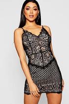 Boohoo Strappy Panelled Lace Bodycon Dress