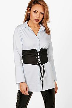 Boohoo Polly Detachable Corset Belt Tailored Shirt