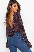 Boohoo Heart Geo Print Tie Back Flare Crop