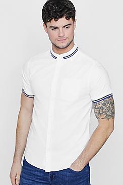 Boohoo Short Sleeve Shirt With Ribbed Collar